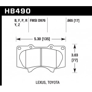 Колодки тормозные HB490F.665 HAWK HPS передние LEXUS GX470 / Toyota Prado 150/120 / PAJERO 4 / HILUX