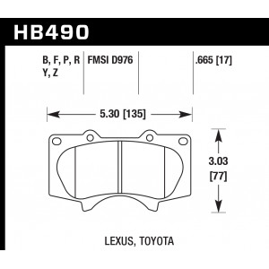 Колодки тормозные HB490P.665 HAWK SD передние LEXUS GX470 / Toyota Prado 150/120 / PAJERO 4 / HILUX