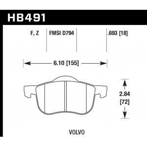 Колодки тормозные HB491F.693 HAWK HPS передние Volvo