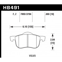 Колодки тормозные HB491Z.693 HAWK PC передние Volvo