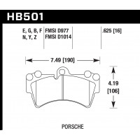 Колодки тормозные HB501B.625 HAWK Street 5.0 передние PORSCHE Cayenne (955) / Audi Q7 / VW Touareg