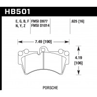 Колодки тормозные HB501N.625 HAWK HP Plus; 16mm