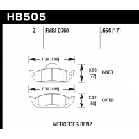 Колодки тормозные HB505Z.654 HAWK PC передние MERCEDES ML W163