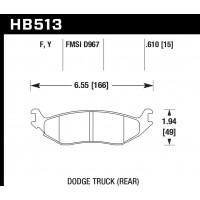 Колодки тормозные HB513F.610 HAWK HPS задн. DODGE RAM 1500, DURANGO