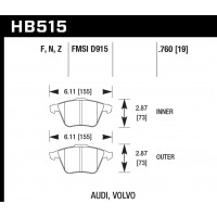 Колодки тормозные HB515F.760 HAWK HPS передние Audi / VW