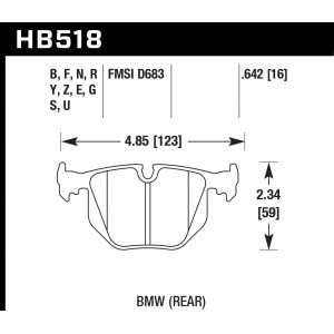 Колодки тормозные HB518E.642 HAWK Blue 9012 BMW (Rear) 16 mm