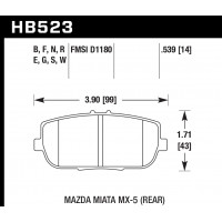 Колодки тормозные HB523E.539 HAWK Blue 9012 Mazda Miata MX-5 (Rear) 14 mm