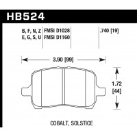 Колодки тормозные HB524G.740 HAWK DTC-60 Cobalt, Solstice 19 mm