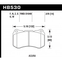 Колодки тормозные HB530G.570 HAWK DTC-60 Acura 14 mm