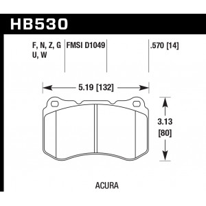 Колодки тормозные HB530G.570 HAWK DTC-60 Acura 14 mm