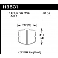 Колодки тормозные HB531B.570 HAWK Street 5.0 Corvette Z06 2006-2013