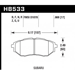 Колодки тормозные HB533B.668 HAWK Street 5.0 передние SUBARU Legacy / Outback / Tribeca