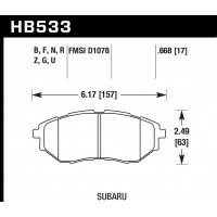 Колодки тормозные HB533G.668 HAWK DTC-60 Legacy GT 17 mm