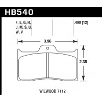 Колодки тормозные HB540Q.490 HAWK DTC-80; Wilwood 7112 13mm