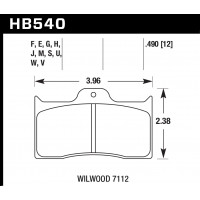 Колодки тормозные HB540U.490 HAWK DTC-70 Wilwood 12 mm