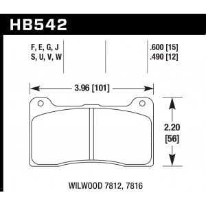 Колодки тормозные HB542E.600 HAWK Blue 9012 Wilwood 15 mm