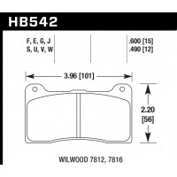 Колодки тормозные HB542S.600 HAWK HT-10 Wilwood 15 mm