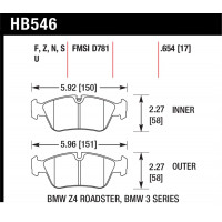 Колодки тормозные HB546Z.654 HAWK PC передние BMW 3 (E36), (E46), Z3, Z4