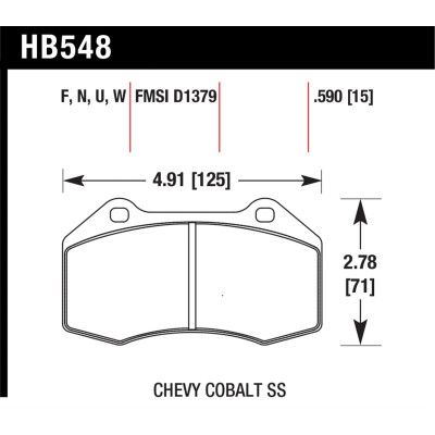Колодки тормозные HB548Q.590 HAWK DTC-80; Renault Clio 15mm