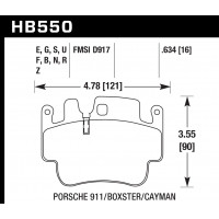 Колодки тормозные HB550N.634 HAWK HP Plus 16 mm Porsche 911 (996), (997), Boxter (986), Cayman