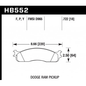 Колодки тормозные HB552F.722 HAWK HPS DODGE RAM