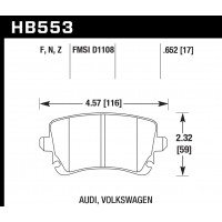 Колодки тормозные HB553F.652 HAWK HPS AUDI A6 4F, A4 8E, VW,