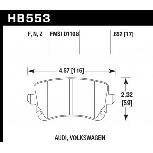 Колодки тормозные HB553F.652 HAWK HPS AUDI A6 4F, A4 8E, VW,