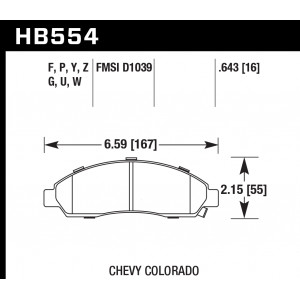 Колодки тормозные HB554F.643 HAWK HPS