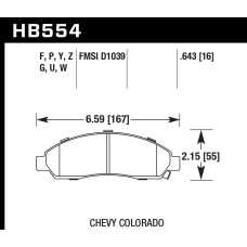 Колодки тормозные HB554U.643 HAWK DTC-70 Isuzu 16 mm