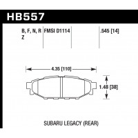 Колодки тормозные HB557B.545 HAWK Street 5.0 задние Subaru BR-Z, Forester SG, SH, Impreza GH, Legacy