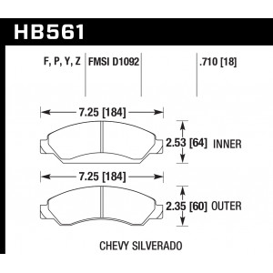 Колодки тормозные HB561Y.710 HAWK LTS передние CADILLAC Escalade / Chevrolet Tahoe