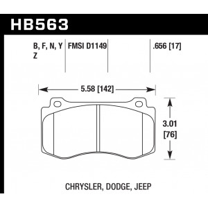 Колодки тормозные HB563B.656 HAWK Street 5.0 Jeep Cherokee SRT8 2006-2010