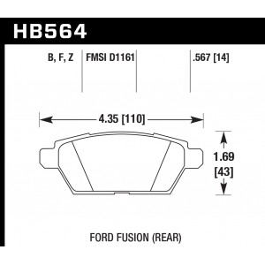 Колодки тормозные HB564Z.567 HAWK Perf. Ceramic