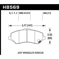 Колодки тормозные HB569B.650 HAWK Street 5.0 перед Jeep Liberty (KJ) 2008-> ; Wrangler 2007->