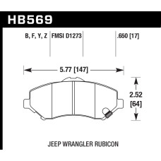 Колодки тормозные HB569B.650 HAWK Street 5.0 перед Jeep Liberty (KJ) 2008-> ; Wrangler 2007->