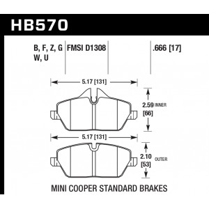 Колодки тормозные HB570B.666 HAWK HPS 5.0; 17mm