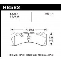 Колодки тормозные HB582F.660 HAWK HPS Brembo 6 поршней тип M