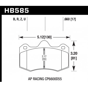 Колодки тормозные HB585Z.660 HAWK Perf. Ceramic AP RACING