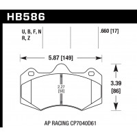 Колодки тормозные HB586F.660 HAWK HPS Racing CP7040, CP9040