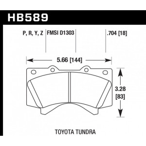 Колодки тормозные HB589N.704 HAWK HP Plus передние LEXUS LX570, LX450D, TOYOTA LC200 Tundra