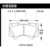Колодки тормозные HB589P.704 HAWK SD передние LEXUS LX570, LX450D, TOYOTA LC200, Tundra, SEQUOIA