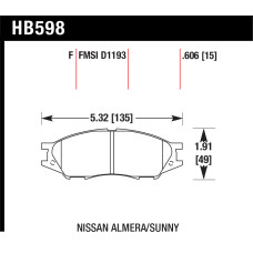 Колодки тормозные HB598F.606 HAWK HPS