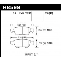 Колодки тормозные HB599F.616 HAWK HPS передние INFINITI G35, G37 (комплектация sport) / EX35 , EX37