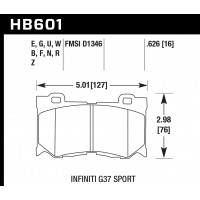 Колодки тормозные HB601G.626 HAWK DTC-60 Nissan 16 mm