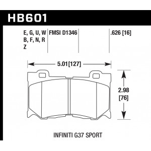 Колодки тормозные HB601G.626 HAWK DTC-60 Nissan 16 mm