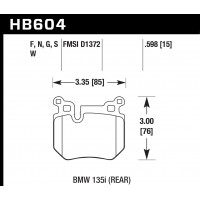 Колодки тормозные HB604G.598 HAWK DTC-60 BMW (Rear) 15 mm