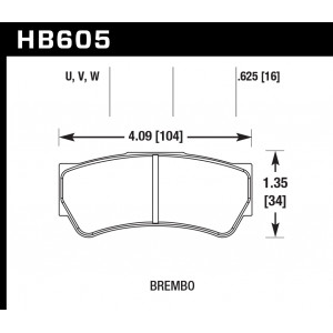 Колодки тормозные HB605Q.625 HAWK DTC-80; Brembo F3 16mm