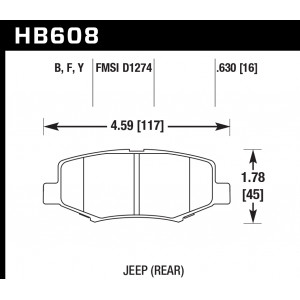 Колодки тормозные HB608B.630 HAWK Street 5.0 задние JEEP