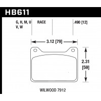 Колодки тормозные HB611G.490 HAWK DTC-60; Wilwood 7912 13mm