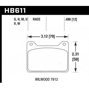 Колодки тормозные HB611G.490 HAWK DTC-60; Wilwood 7912 13mm